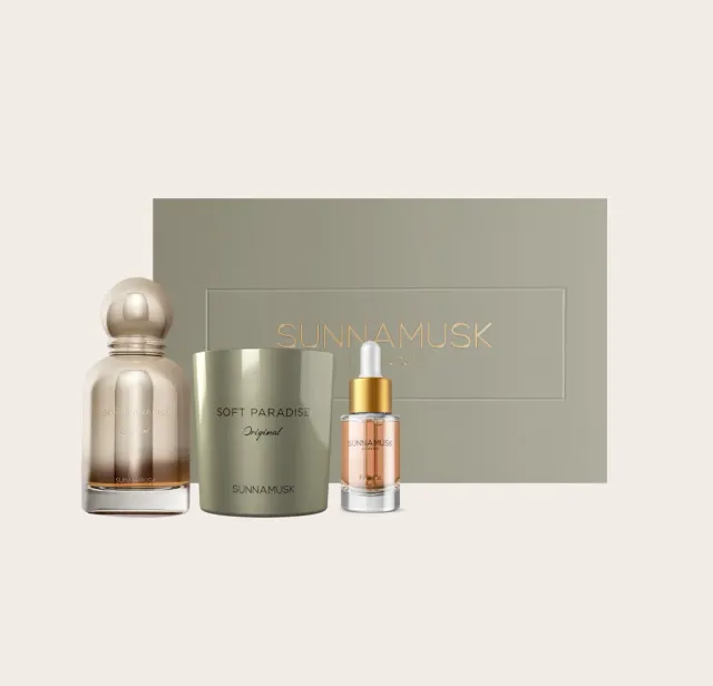 Sunnamusk Soft Paradise presentkit parfym ljus olja